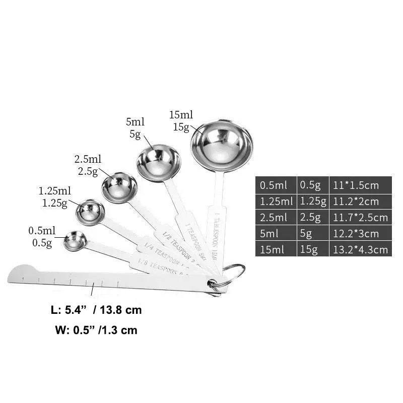 Stainless Steel Measuring Spoon 6 Piece Set, Deluxe