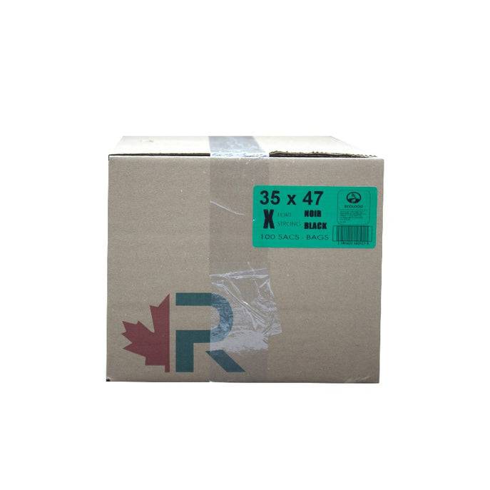 R35 x 47  Ex-Strong Black Garbage Bag, Case (100's)