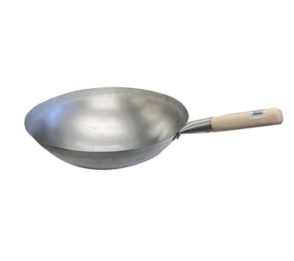 Carbon Steel Mandarin Wok with Wooden Handle (14"-17" Dia.)