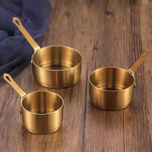 Mini Sauce Pan, stainless steel tiny sauce cup with handle, mini gadgets pan-Gold