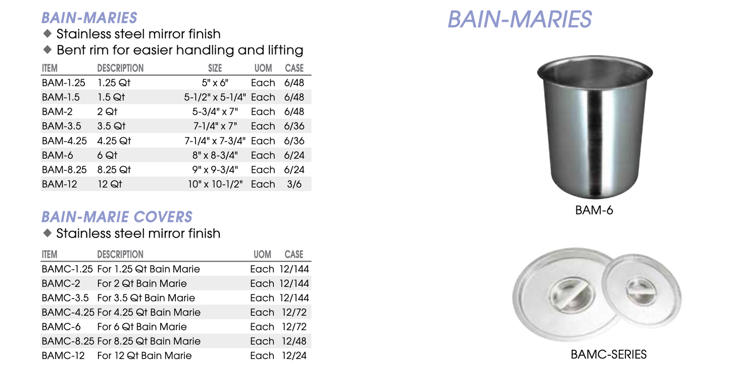 Stainless Steel Cylinder Bain-Marie (6 Quart)