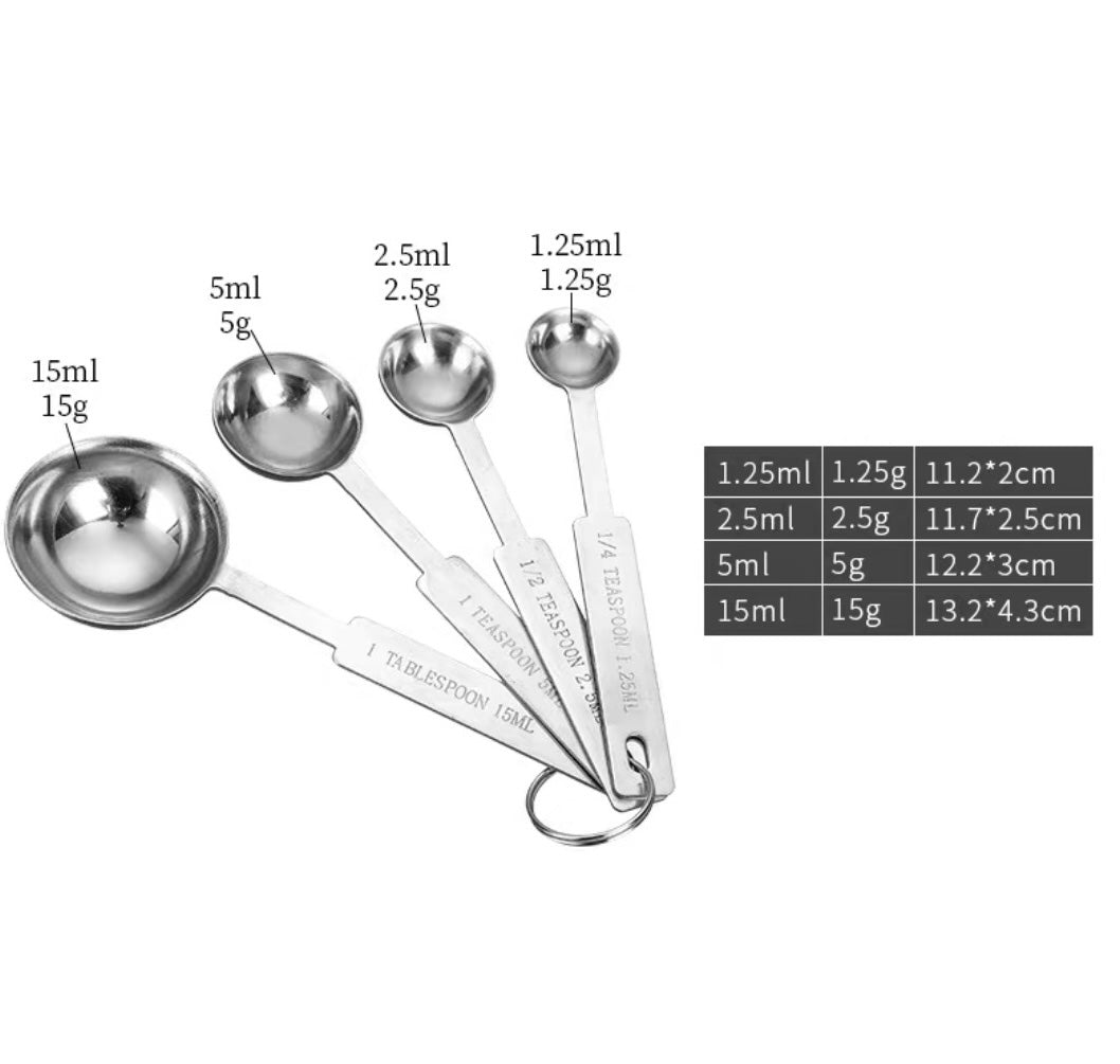 Stainless Steel Measuring Spoon 4 Piece Set